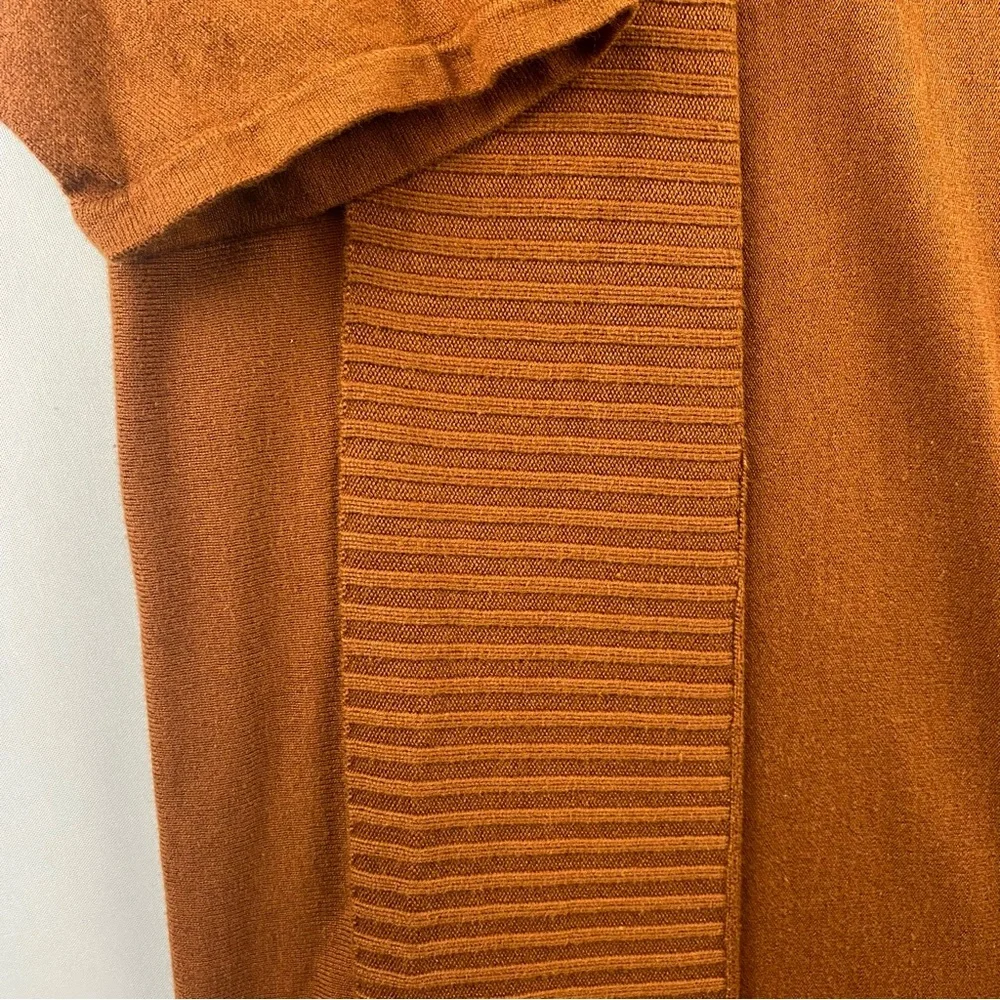 Jones New York Rust Orange Wide Ribbed Trim Open Front Duster Cardigan Women XL